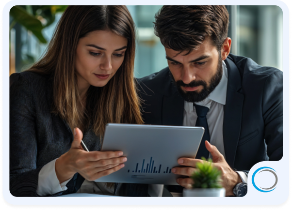 Team working on tablet